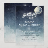 Moon sky lichtsterren waterverf verjaardag kaart (Voorkant / Achterkant)