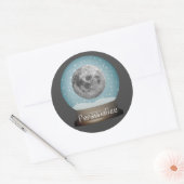 Moon snow wereldbol space Sci Fi winter grijs blau Ronde Sticker (Envelop)