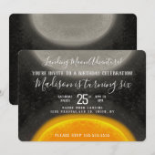 Moon Space Galaxy Birthday Hand Drawn Invitation Kaart (Voorkant / Achterkant)
