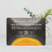 Moon Space Galaxy Birthday Hand Drawn Invitation Kaart (Staand voorkant)