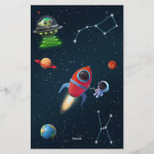 Moon Space Rocket Astronaut UFO Buitenaardse Kinde Briefpapier (Achterkant)