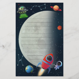 Moon Space Rocket Astronaut UFO Buitenaardse Kinde Briefpapier