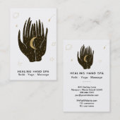 *~* Moon Space Stars Gold Healing Hands Celestial Visitekaartje (Voorkant / Achterkant)