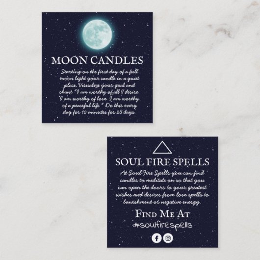 Moon Spell Instruction Vierkante Visitekaartje (Voorkant / Achterkant)