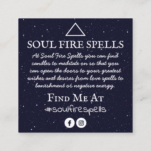 Moon Spell Instruction Vierkante Visitekaartje (Achterkant)
