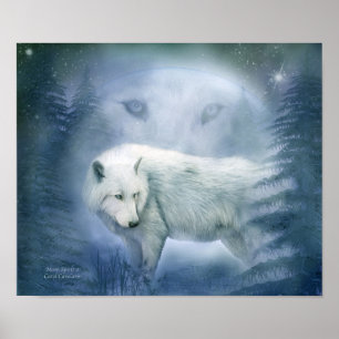Moon Spirit 2 - White Wolf Fine Art Poster/Print Poster