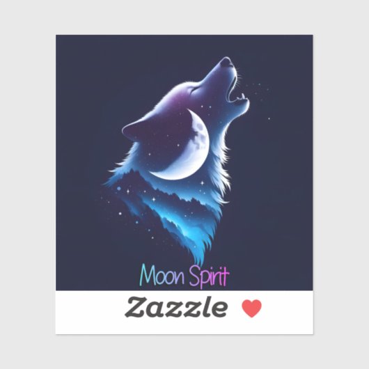 Moon Spirit - Wolf Design Sticker (Vel)