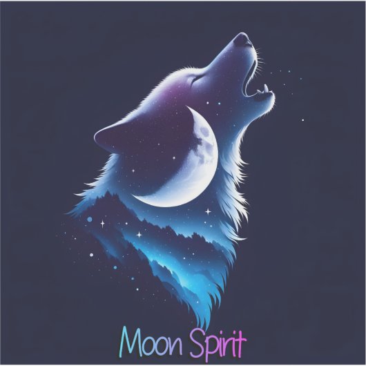 Moon Spirit - Wolf Design Sticker (Voorkant)