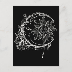 Moon Spiritueel Crescent Sun Astronomie Stars Briefkaart