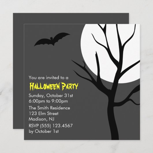 Moon Spooky Night Halloween Party nodigt uit Kaart (Voorkant / Achterkant)