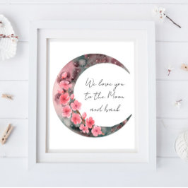 Moon Spring Flower Baby Girl Nursery Poster