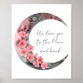 Moon Spring Flower Baby Girl Nursery Poster (Voorkant)