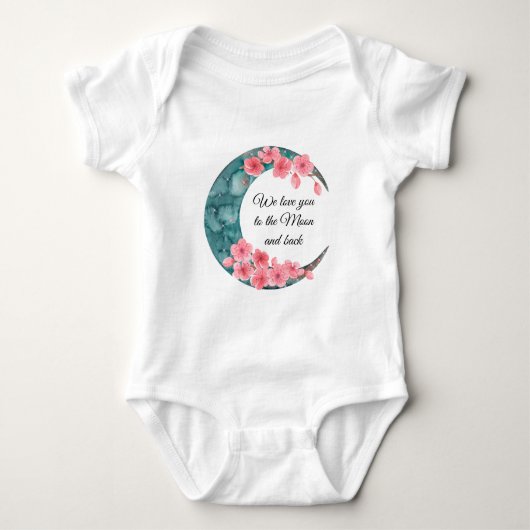 Moon Spring Flower Baby Nursery Poster Romper (Voorkant)