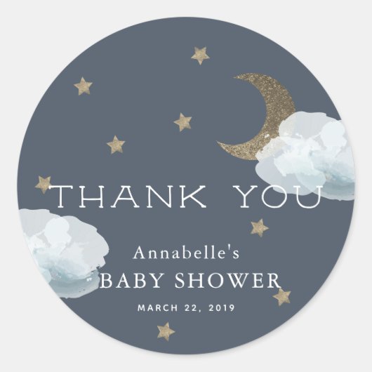 Moon Star Cloud Baby shower Dank u Sticker (Voorkant)