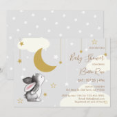 Moon Star Cloud Bunny Baby shower Uitnodiging (Voorkant / Achterkant)