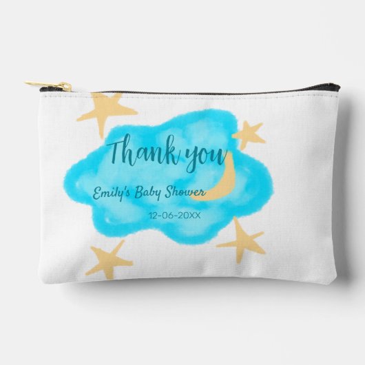 Moon star clouds waterverf baby shower naam toevoe etui (Voorkant)
