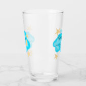 Moon star clouds waterverf baby shower naam toevoe glas (Links)