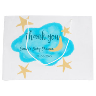 Moon star clouds waterverf baby shower naam toevoe groot cadeauzakje
