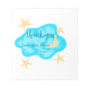 Moon star clouds waterverf baby shower naam toevoe notitieblok