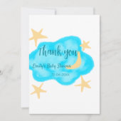 Moon star clouds waterverf baby shower naam toevoe save the date (Voorkant)