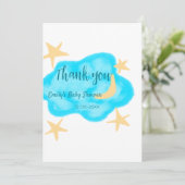 Moon star clouds waterverf baby shower naam toevoe save the date (Staand voorkant)