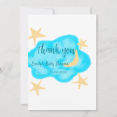 Moon star clouds waterverf baby shower naam toevoe save the date (Achterkant)