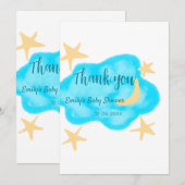 Moon star clouds waterverf baby shower naam toevoe save the date (Voorkant / Achterkant)