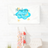 Moon star clouds waterverf baby shower naam toevoe spandoek (Insitu)