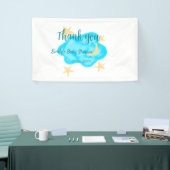 Moon star clouds waterverf baby shower naam toevoe spandoek (Beurs)