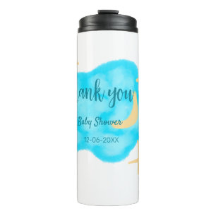 Moon star clouds waterverf baby shower naam toevoe thermosbeker