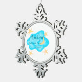 Moon star clouds waterverf baby shower naam toevoe tin sneeuwvlok ornament (Rechts)