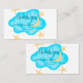 Moon star clouds waterverf baby shower naam toevoe visitekaartje (Voorkant / Achterkant)