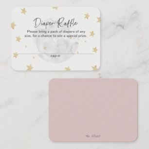 Moon Star Girl Pink Diaper Baby shower Card Visitekaartje
