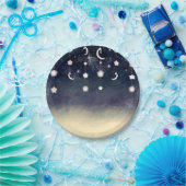 Moon Star Glow Hemelse Waterverf Baby shower Papieren Bordje (Feest)