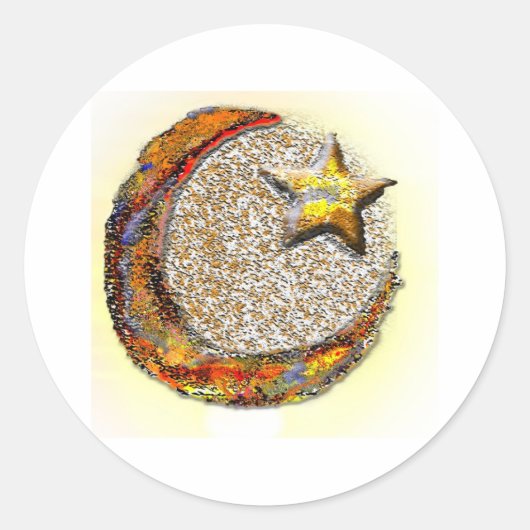 Moon-Star — Islam Ronde Sticker (Voorkant)