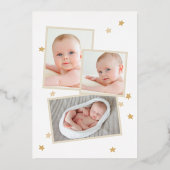 Moon Stars Arch Foto Beige Birth Announding Folie Uitnodiging (Achterkant)