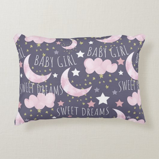 Moon Stars Baby Girl Nursery Baby Accent Kussen (Voorkant)