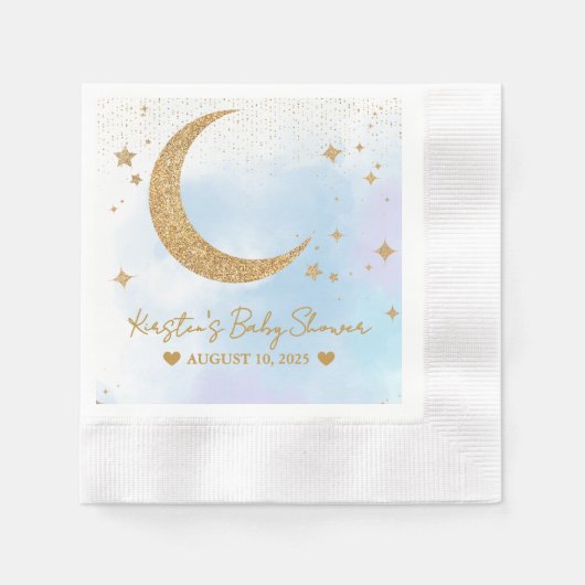 Moon & Stars Baby shower bedacht Servet (Voorkant)