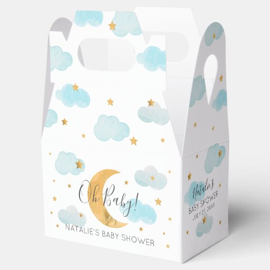 Moon & Stars Baby shower blauw wolken Bedankdoosjes (Geopend)