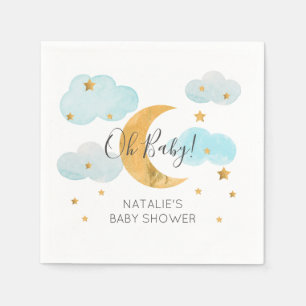 Moon & Stars Baby shower Blue Clouds Napkins  Servet