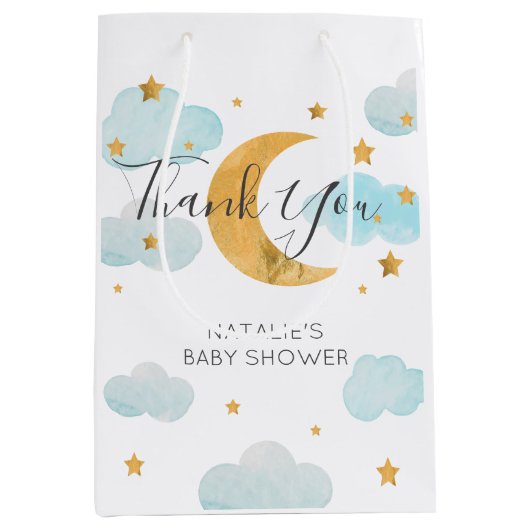 Moon & Stars Baby Shower Bolsa de regalo Medium  Medium Cadeauzakje (Voorkant)