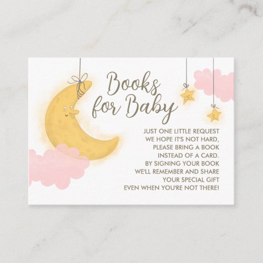 Moon Stars Baby shower Books Enclosure Kaart (Voorkant)