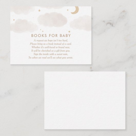 Moon Stars Baby shower Books for Baby request Encl Informatiekaartje (Voorkant / Achterkant)