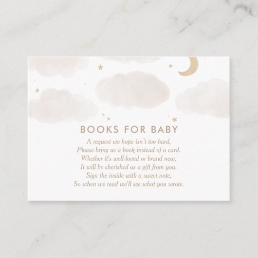 Moon Stars Baby shower Books for Baby request Encl Informatiekaartje (Voorkant)