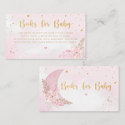 Moon Stars Baby shower Books for Baby request Informatiekaartje (Voorkant / Achterkant)