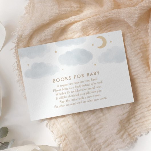 Moon Stars Baby shower Books for Baby request Informatiekaartje