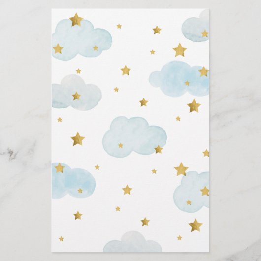 Moon & Stars Baby shower Clouds Raad de prijs (Achterkant)