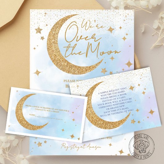 Moon & Stars Baby shower Dank je wel kaart