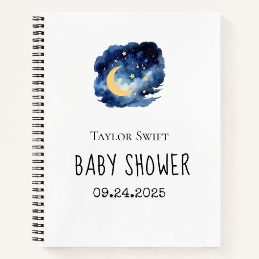 Moon & Stars Baby shower Gift Tracker Notitieboek (Voorkant)