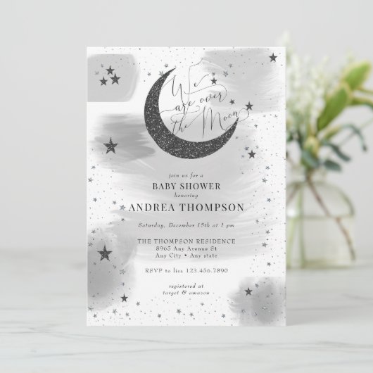 Moon Stars Baby shower Kaart (Staand voorkant)